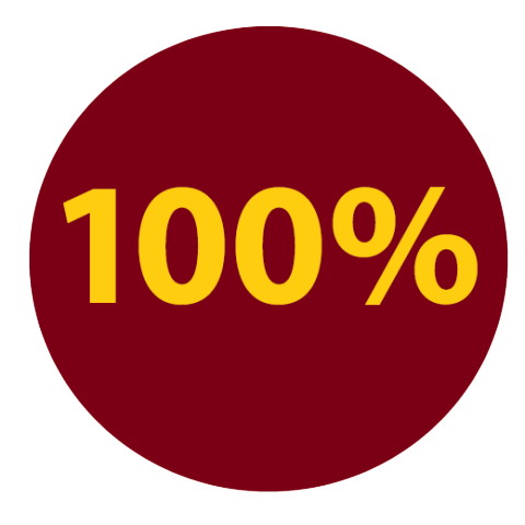 maroon circle with 100%
